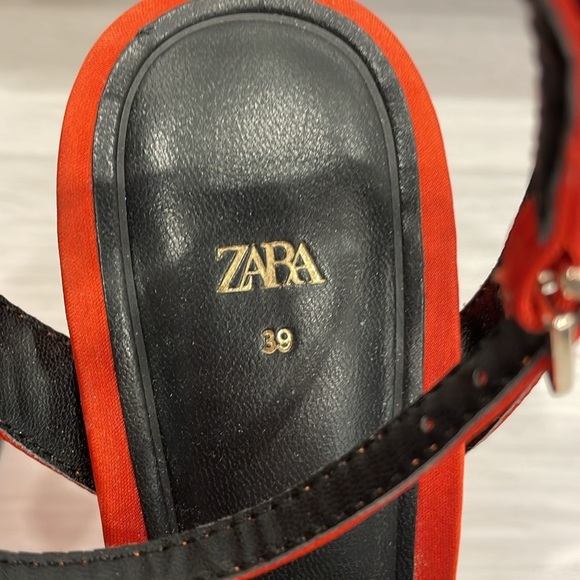 Zara Orange Satin Chunky Platform Heels - Picture 4 of 16